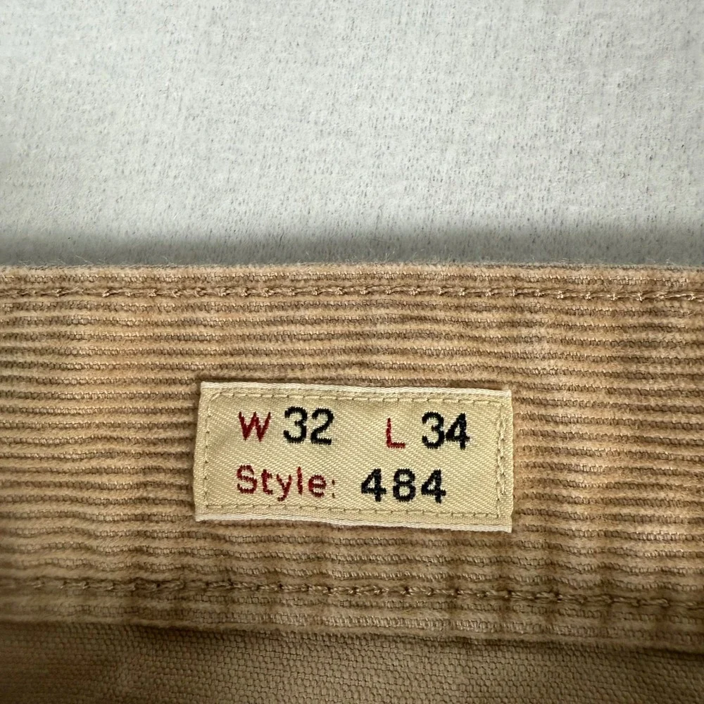 J.Crew 484 Slim Fit Pants Mens 32x34 Tan Cotton Corduroy Preppy Classic Trousers